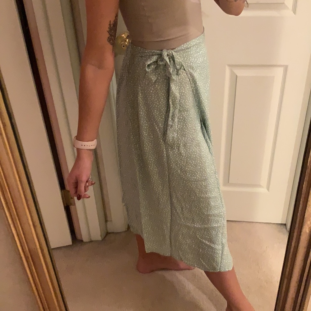 Seafoam Green & Speckle Wrap Skirt, size Small